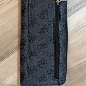Guess Black Wallet with Logo Pattern